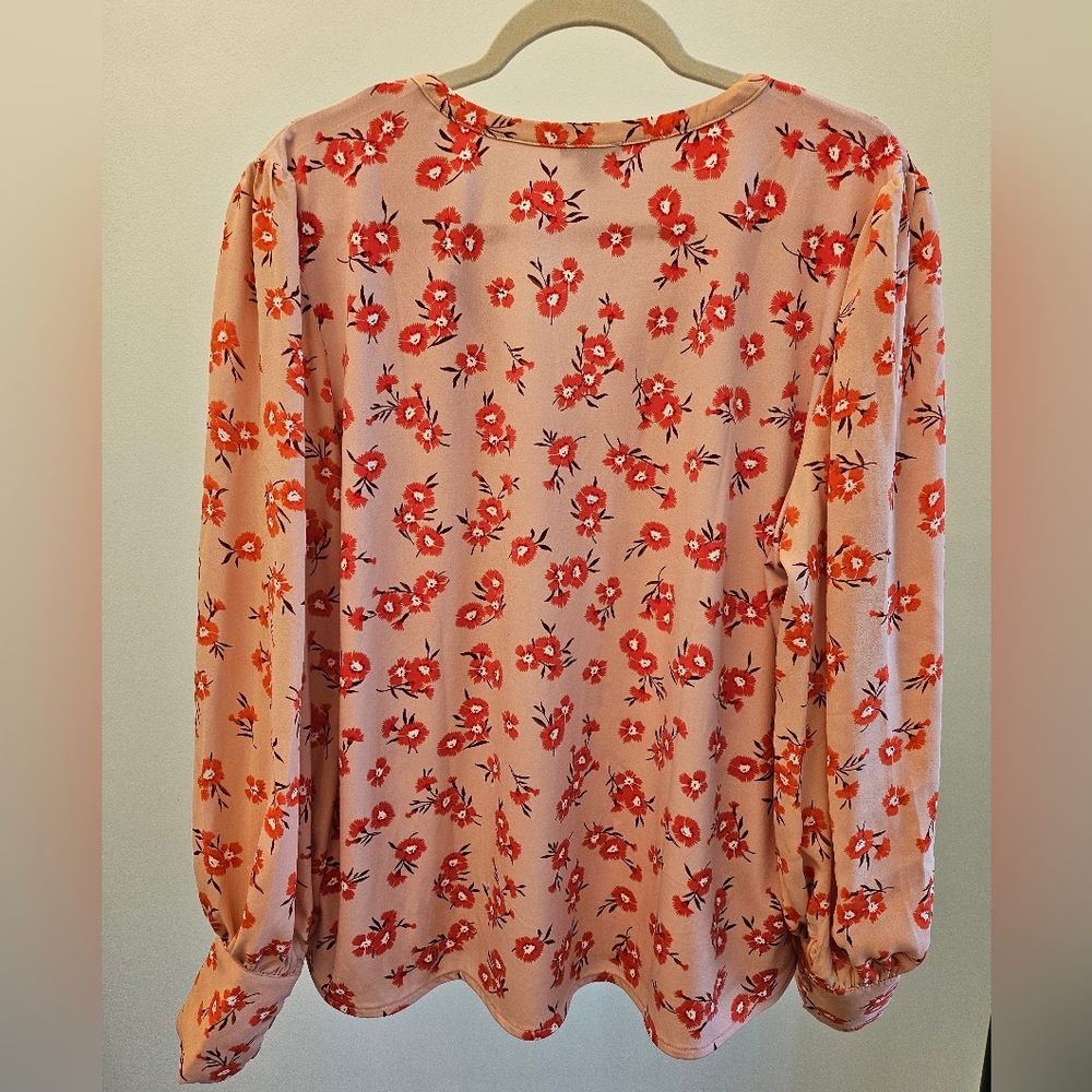 Ann Taylor Pink Floral Blouse XL - Picture 2 of 5